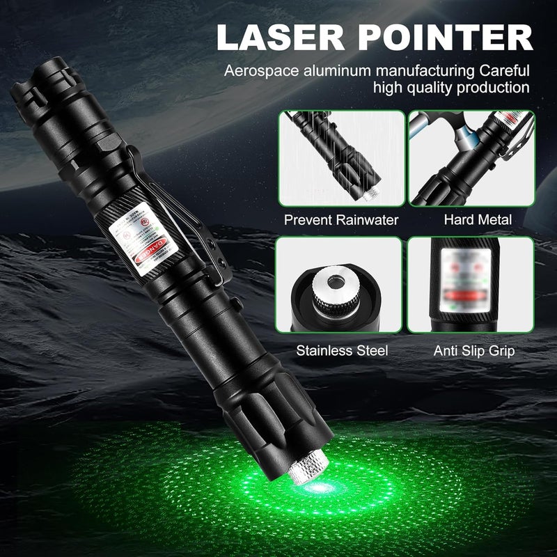 JAMHER Green Laser Pointer High Power, Tactical Long Range Laser, Rechargeable Laser, Adjustable Focus Laser with Carrying Case (Green Light) - Image 3